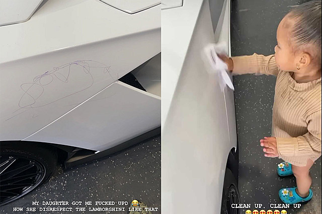 YG's Daughter Draws on His Lamborghini