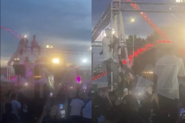 Travis Scott Stops Show and Demands Fans Who Climbed Truss to Get Down – Watch