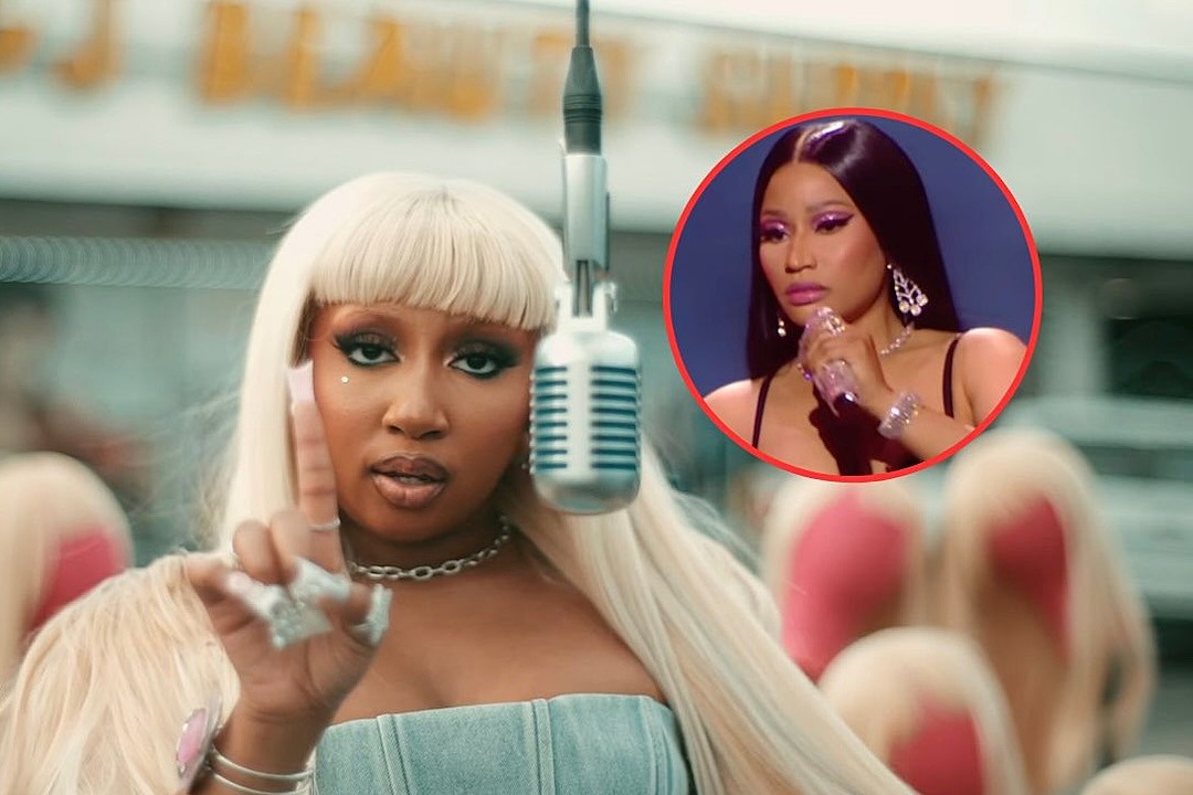 Baby Tate performs "Grip" freestyle for From the Block show. / Nicki Minaj performs "Last Time I Saw You" live on The 2023 MTV Video Music Awards on Sept. 18, 2023..