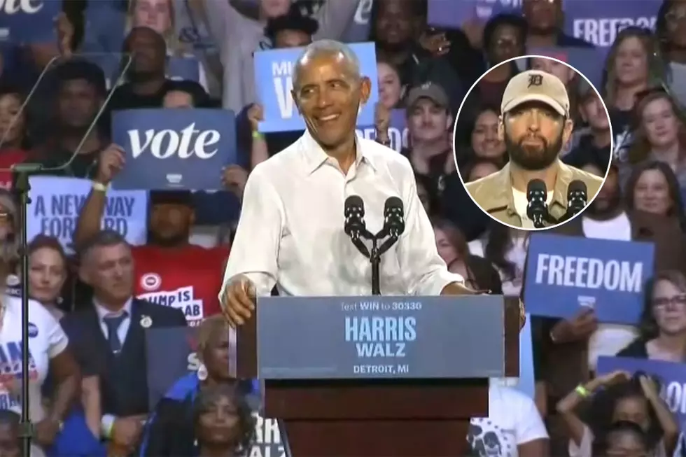 Barack Obama Raps Eminem’s ‘Lose Yourself’ Lyrics After Being Introduced by Em at Vice President Kamala Harris’ Detroit Campaign Rally